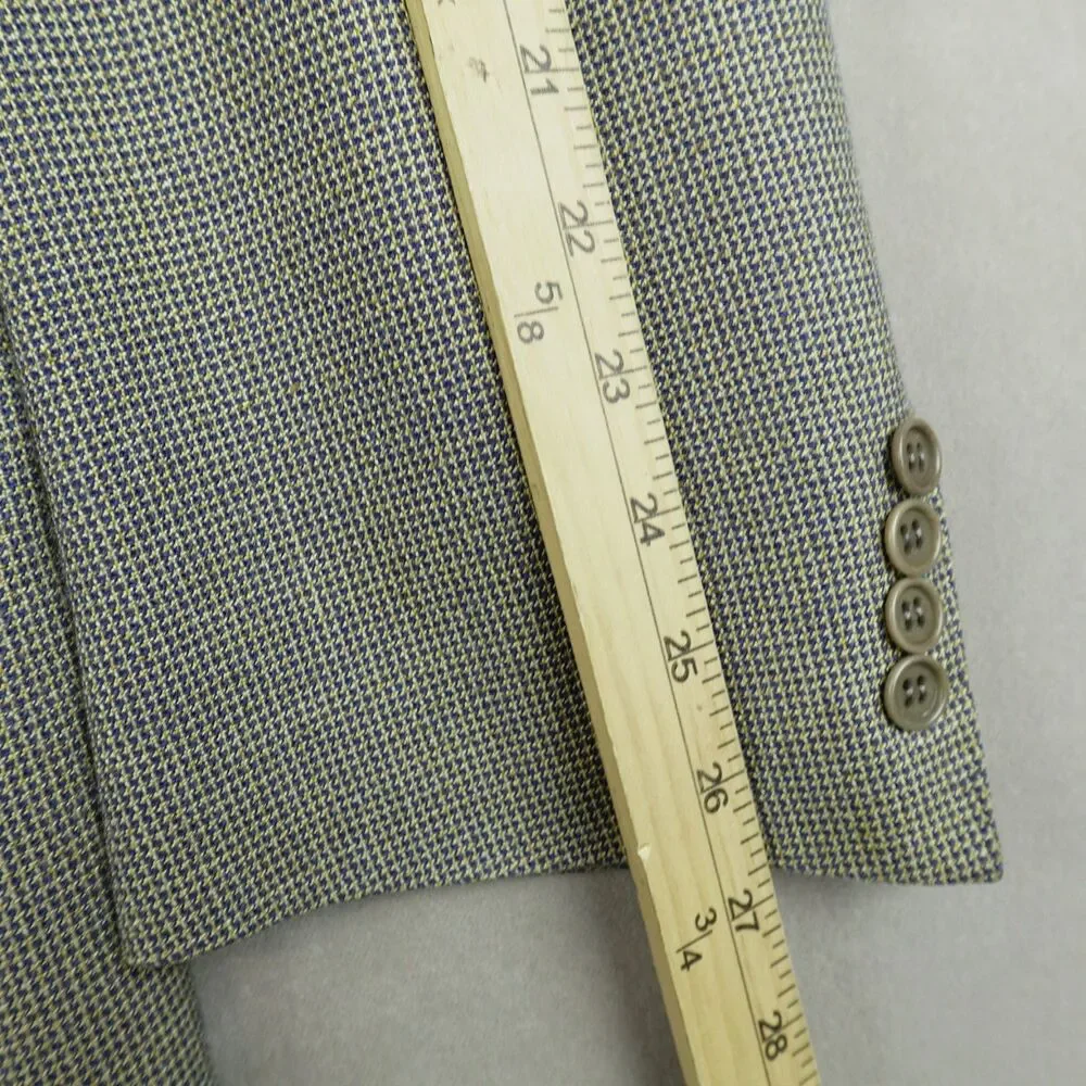Canali Blazer Mens 48L Silk Wool Houndstooth Three Button Sport Coat Made Italy